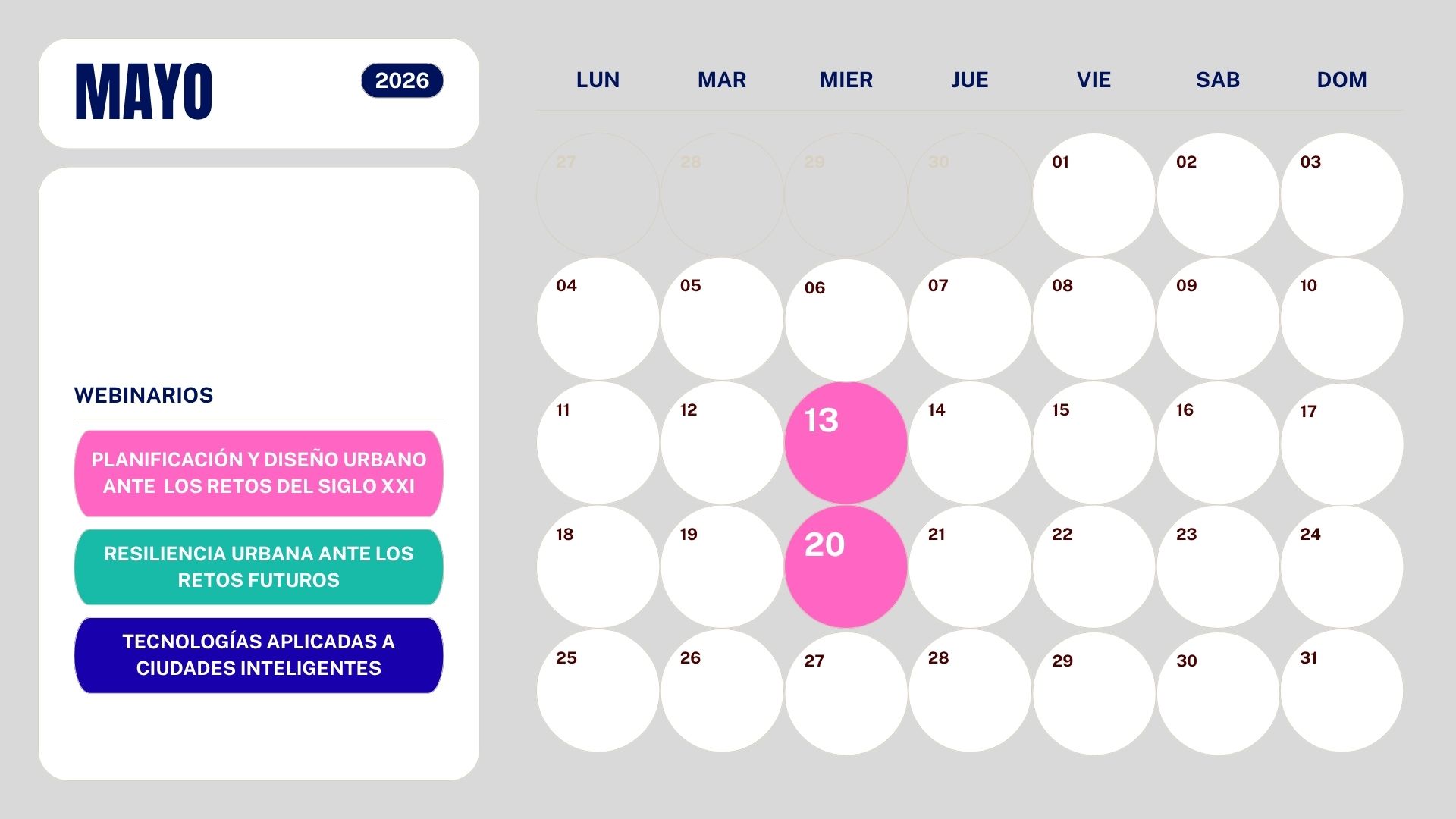 Calendario Masterclass Mayo