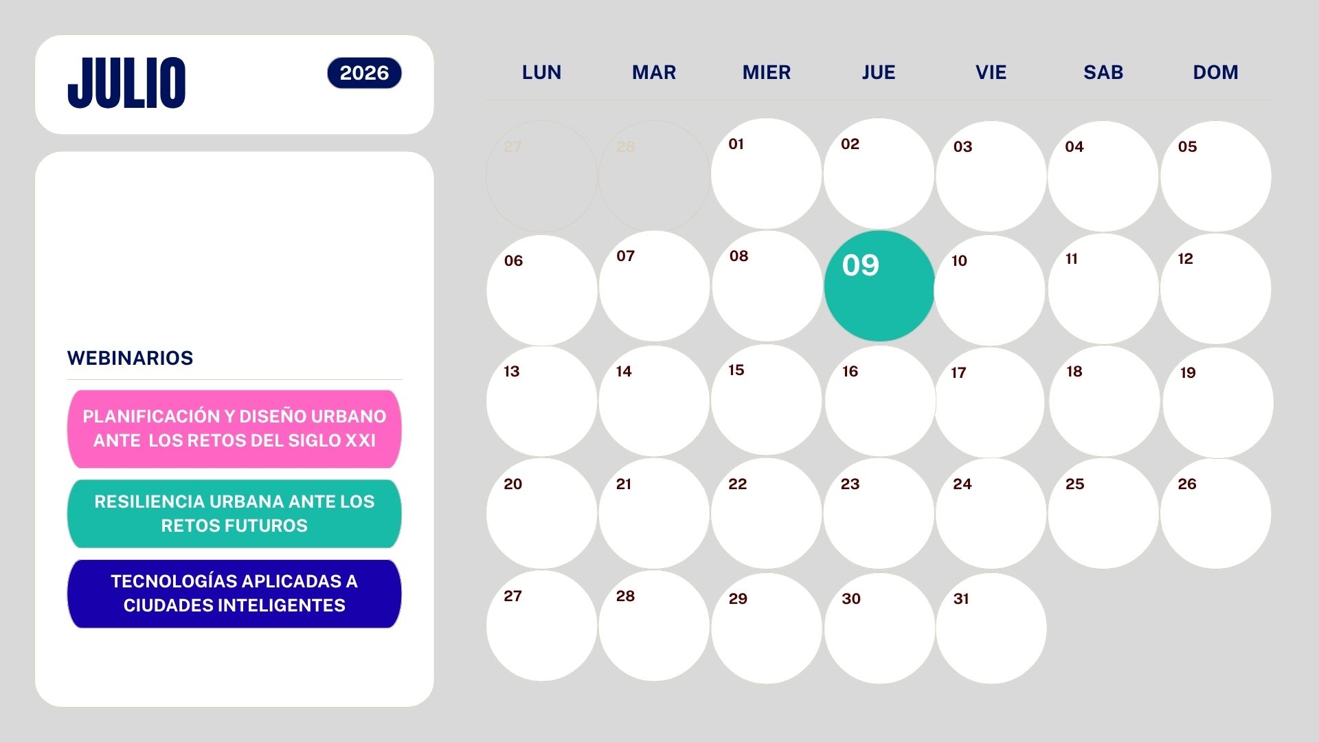 Calendario Masterclass Julio