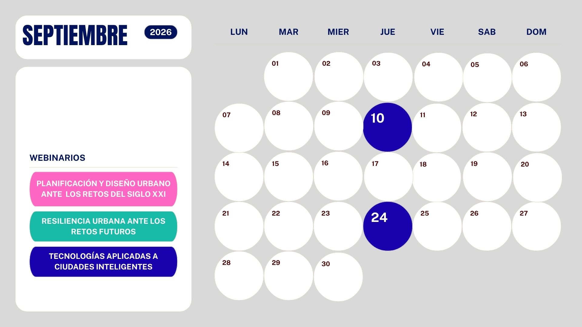 Calendario Masterclass Septiembre